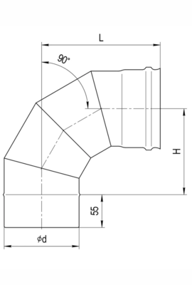 HF PLUS Колено угол 90° (430/1,0 мм) Ø150